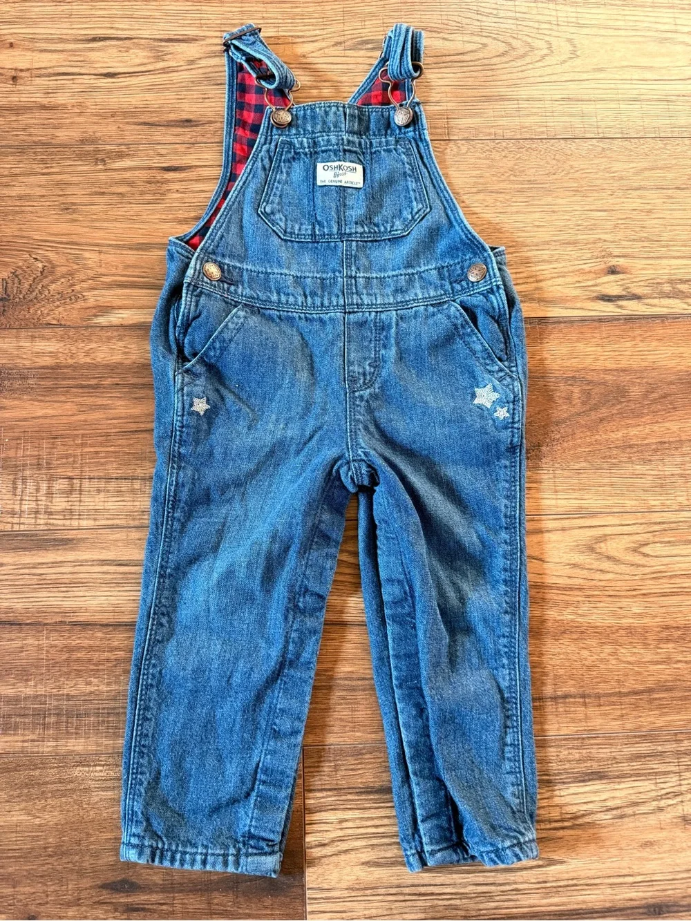 Vintage OshKosh B’gosh Overalls Set 18M Buffalo Plaid 80s 90s